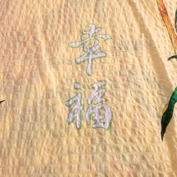 Vtg Tiger butterfly Asian light cotton soft linen FEEL coverlet & 2 Pillowcases - Picture 3 of 6